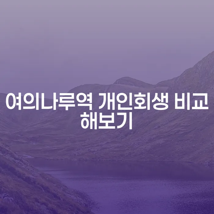 여의나루역 개인회생 비교해보기