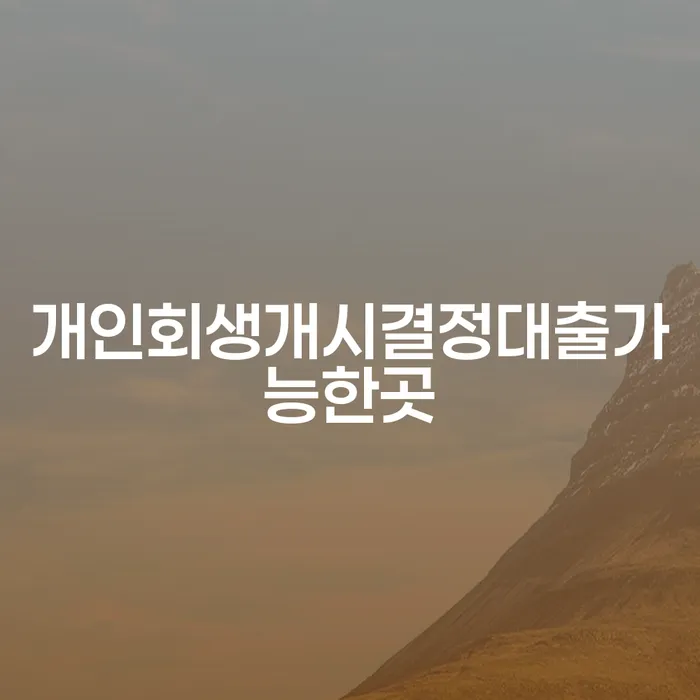 개인회생개시결정 후 대출 가능한 곳이 있을까요?